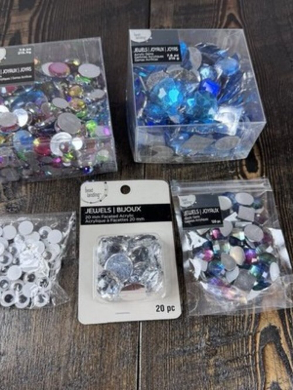 LOT Assorted Size Acrylic Faceted Gems Jewels‎ Rhinestones -Faux - Flat Back